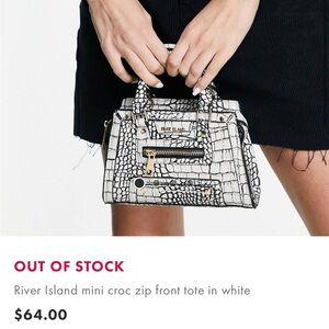 River Island White Croc Mini Tote
